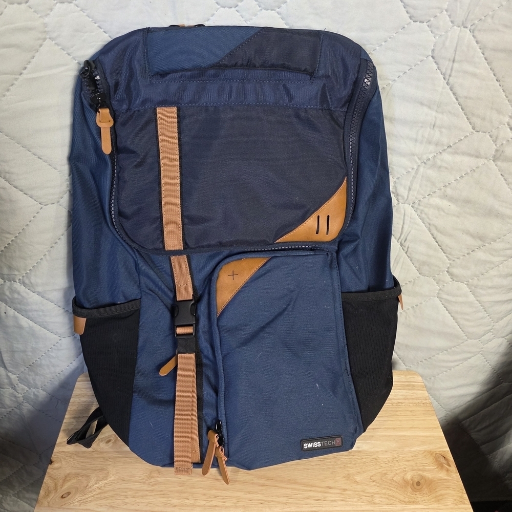 Swiss Tech Blue and Brown Backpack